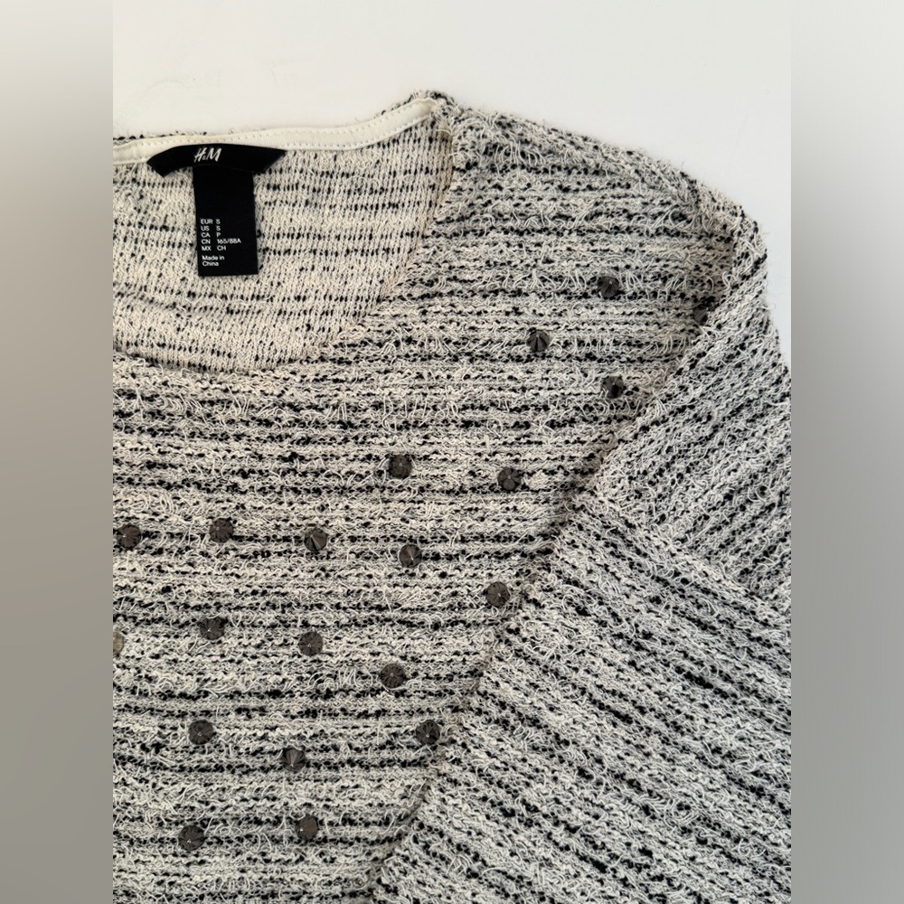 H&M Tweed Knit Top with Studs